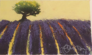 "Lavendelfält i Provence" – gouache av Lennart Jensen
