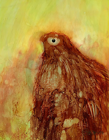 "Rovfågel" – bläckmålning av Lennart Jensen